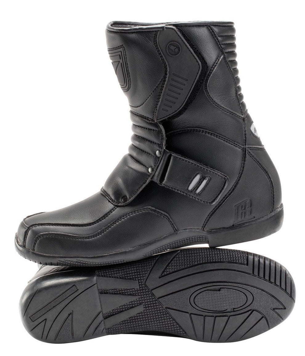 Joe Rocket Mens Solid Black Leather Mercury  Motorcycle Boots