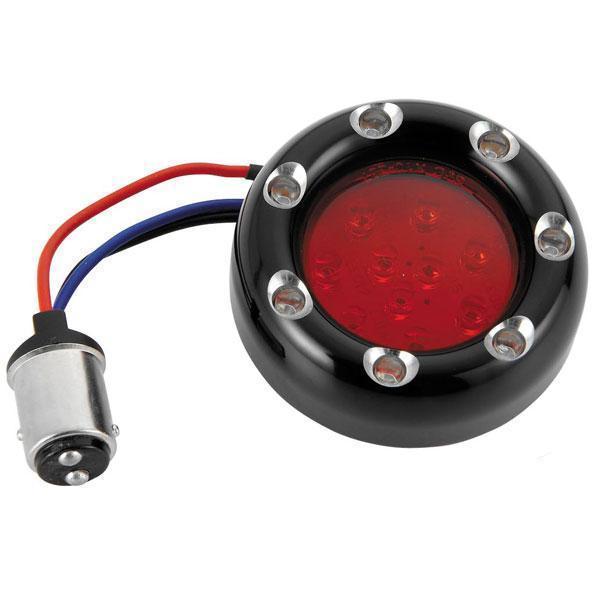 Arlen Ness 1156 Style LED Fire Ring Kit for Factory Turn Signal Housings (Red Lens, Black Trim, Red L.E.D. Trim, Single Filament)