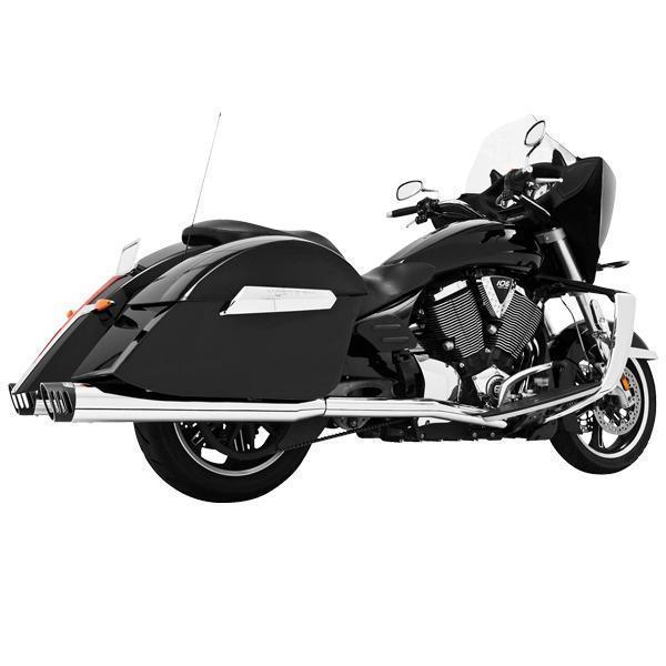 Freedom Performance 4 in. Racing Chrome/Black Dual Exhaust for Victory 2010-13 Cross Country, Tour, Crossroad/LE models