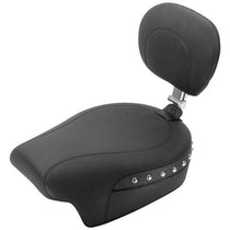 Mustang 13.5 in. Wide Rear Passenger Seat with Backrest and Chrome Studs for Harley Davidson