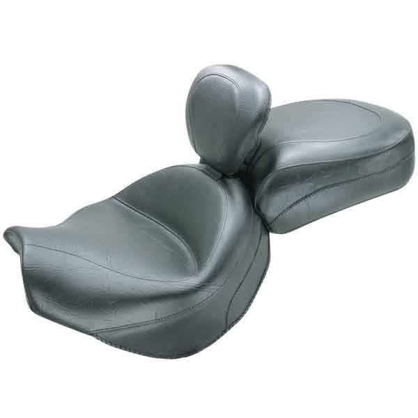Mustang Vintage Wide Touring 2-Piece Seat with Driver Backrest for Honda 2007-14 VT750C Phantom, VT750C2 Spirit (Shaft)