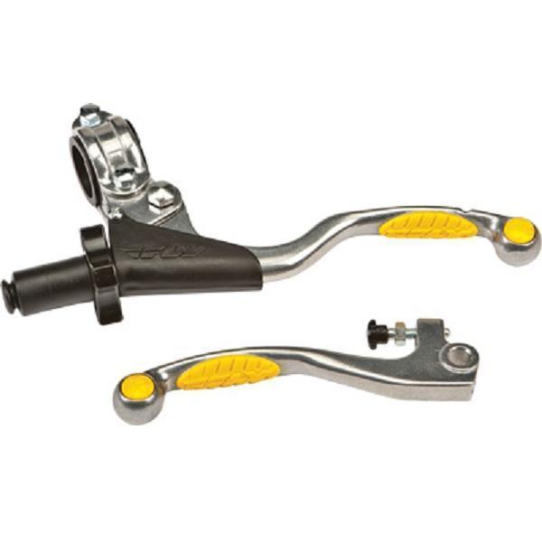 Fly Racing Pro Perch Combo Yellow Grip Lever for Kawasaki/Suzuki/Yamaha 2001-2010 KX65/85/100, RM125/250, YZ125/250