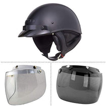 GMax GM35 Fully Dressed Flat Black Half Helmet with Outlaw N-10 Clear and Dark Tinted Shields Combo