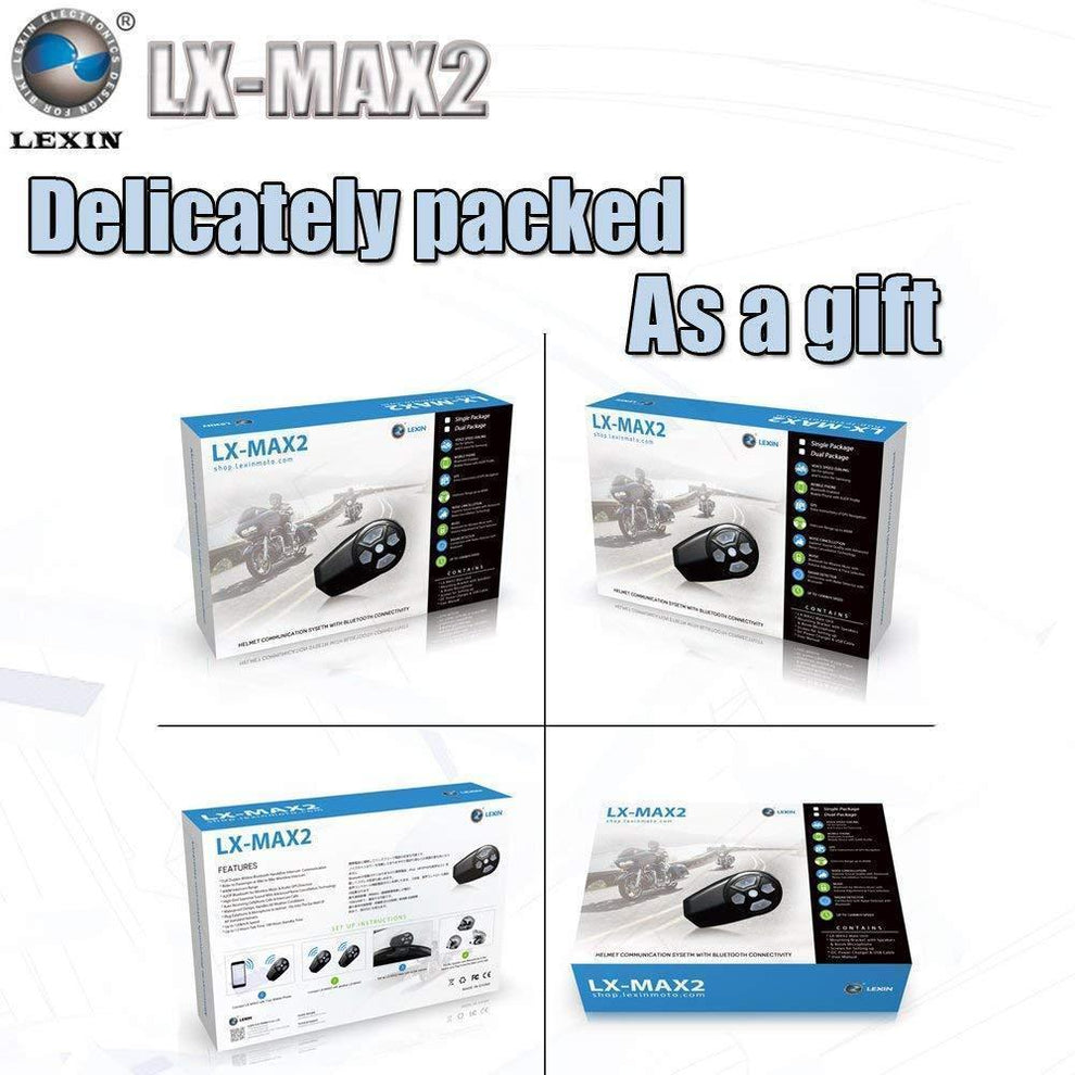 Lexin LX-MAX 2 Single Pack Command Bluetooth Motorcycle Helmet Communicator Headset / Intercom