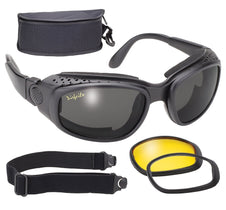 Airfoil Black Convertible Goggle And Sunglass With 3 Removable Polycarbonate Lens With UV 400 Protection