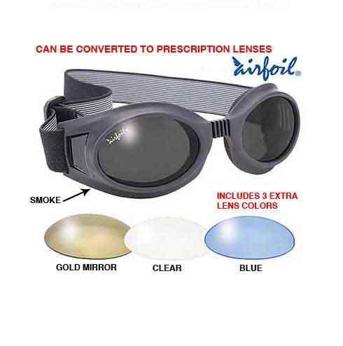 Pacific Coast Airfoil Black Goggles with Interchangeable Polycarbonate Lenses