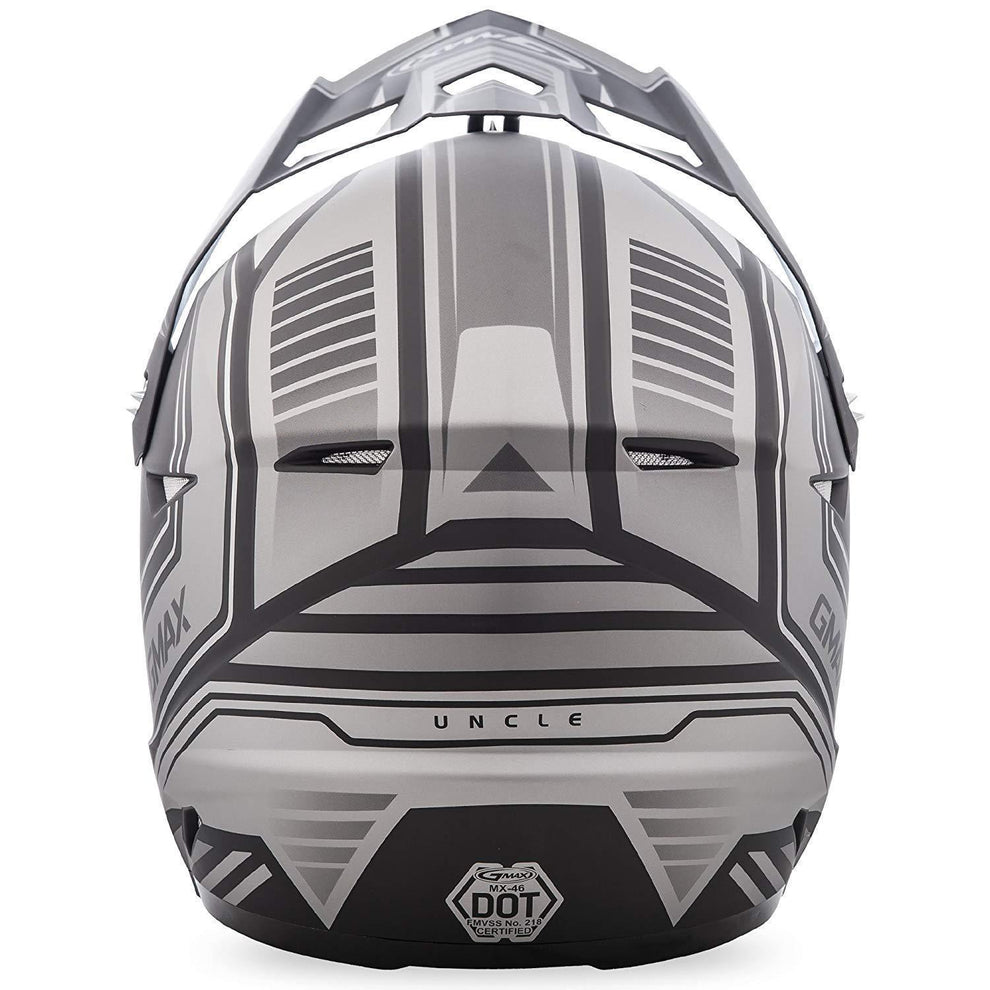 GMax MX46 Uncle Matte Black/Silver Motocross Helmet