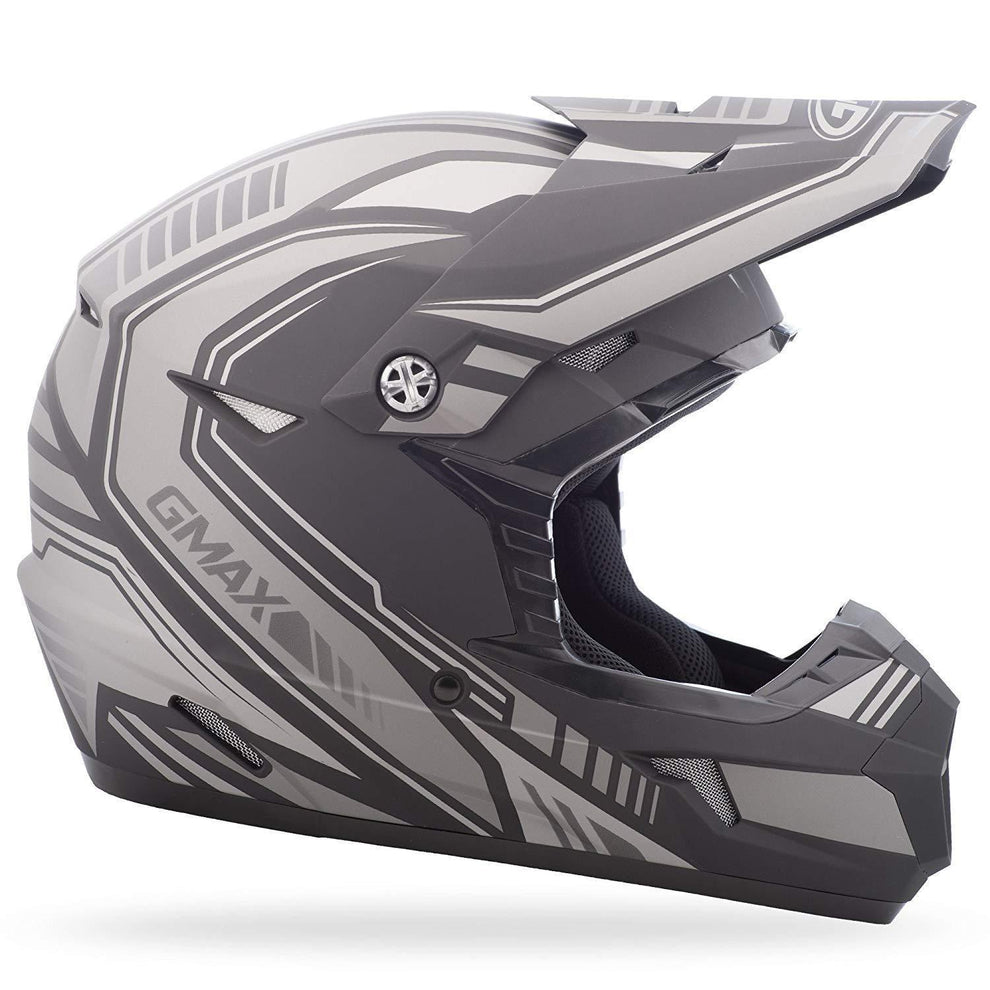 GMax MX46 Uncle Matte Black/Silver Motocross Helmet