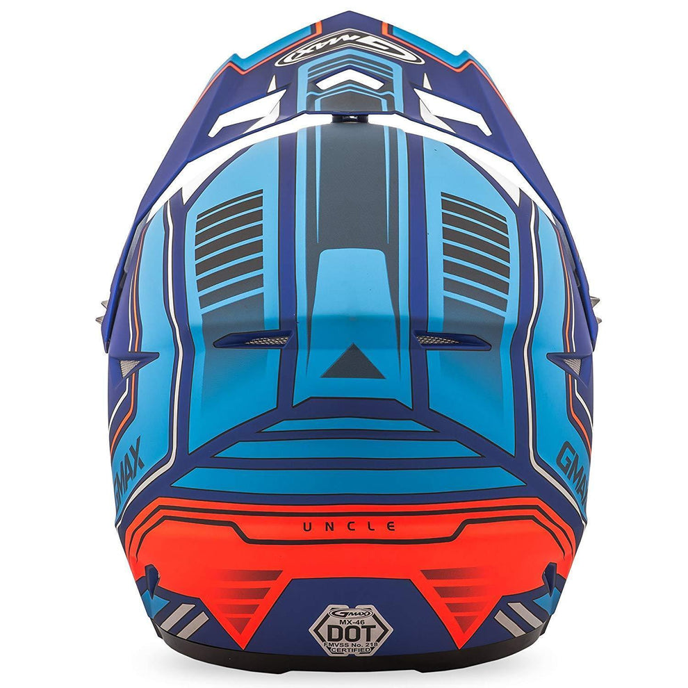 GMax MX46 Uncle Matte Blue/Hi-Viz Red Motocross Helmet