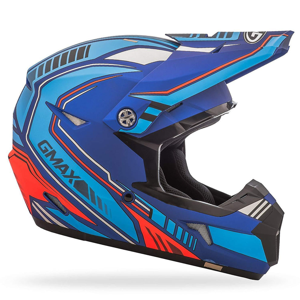 GMax MX46 Uncle Matte Blue/Hi-Viz Red Motocross Helmet