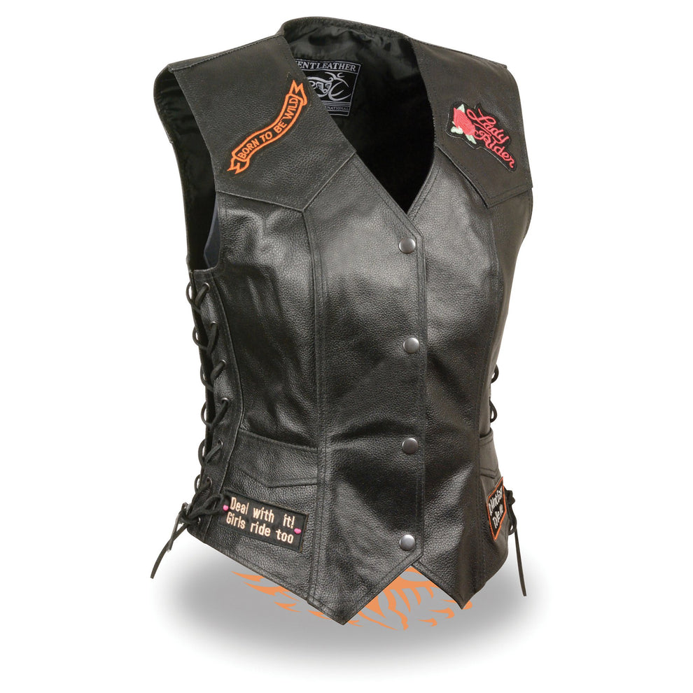 Event Leather ELL4900 Ladies Side Lace “Love to Ride”  Pre-Patched Motorcycle Vest