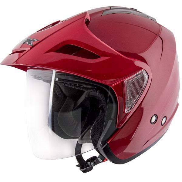 AFX FX-50 Red Dual Visor Open Face Motorcycle Helmet with Hawk COM-2 Bluetooth Headset