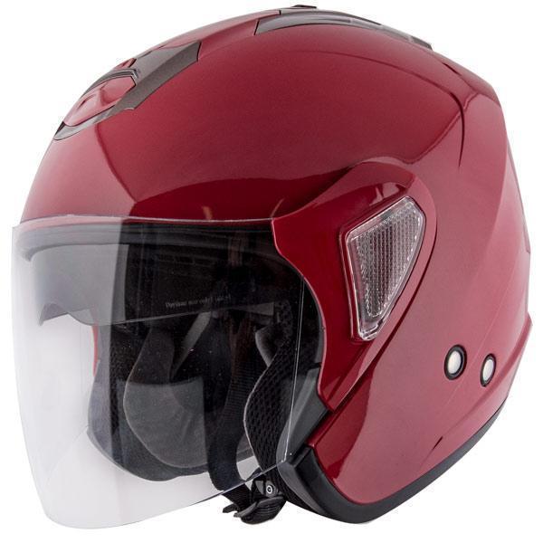 AFX FX-50 Red Dual Visor Open Face Motorcycle Helmet with Hawk COM-2 Bluetooth Headset