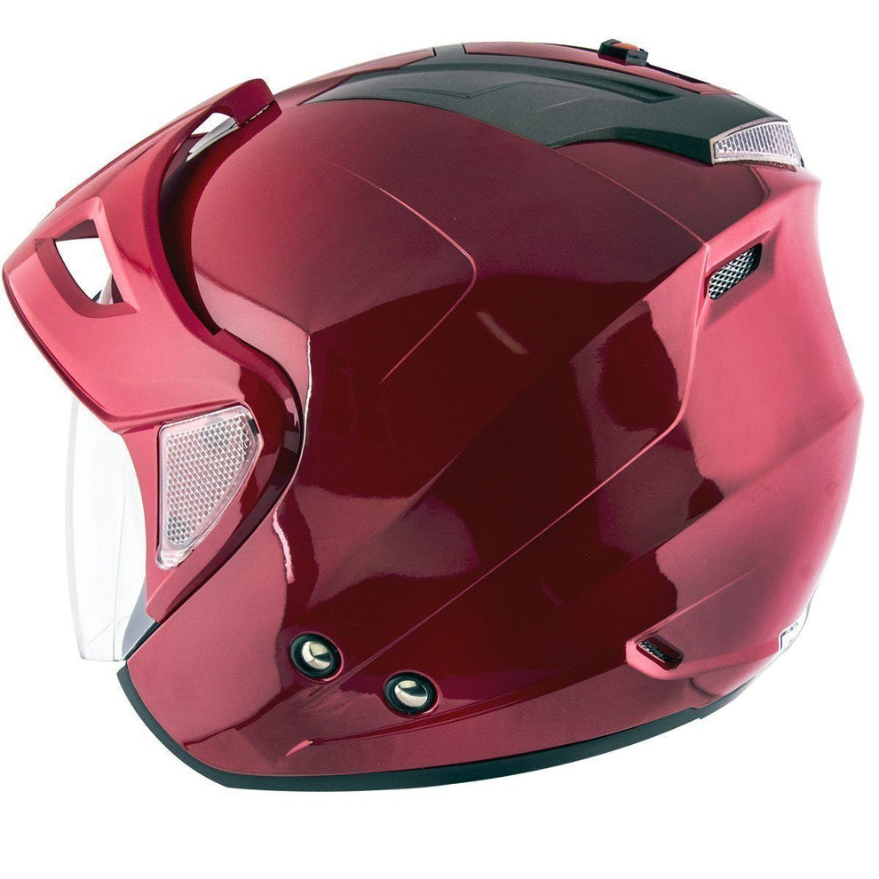 AFX FX-50 Red Dual Visor Open Face Motorcycle Helmet with Hawk COM-2 Bluetooth Headset