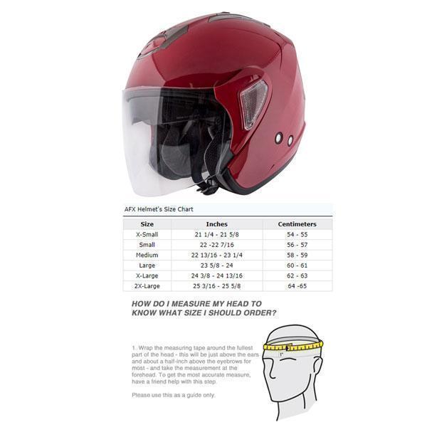 AFX FX-50 Red Dual Visor Open Face Motorcycle Helmet with Hawk COM-2 Bluetooth Headset