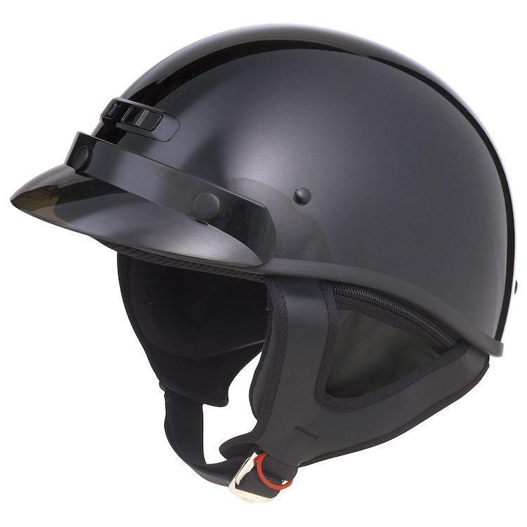 GMax GM35 Fully Dressed Flat Black Half Helmet with Outlaw N-10 Clear and Dark Tinted Shields Combo