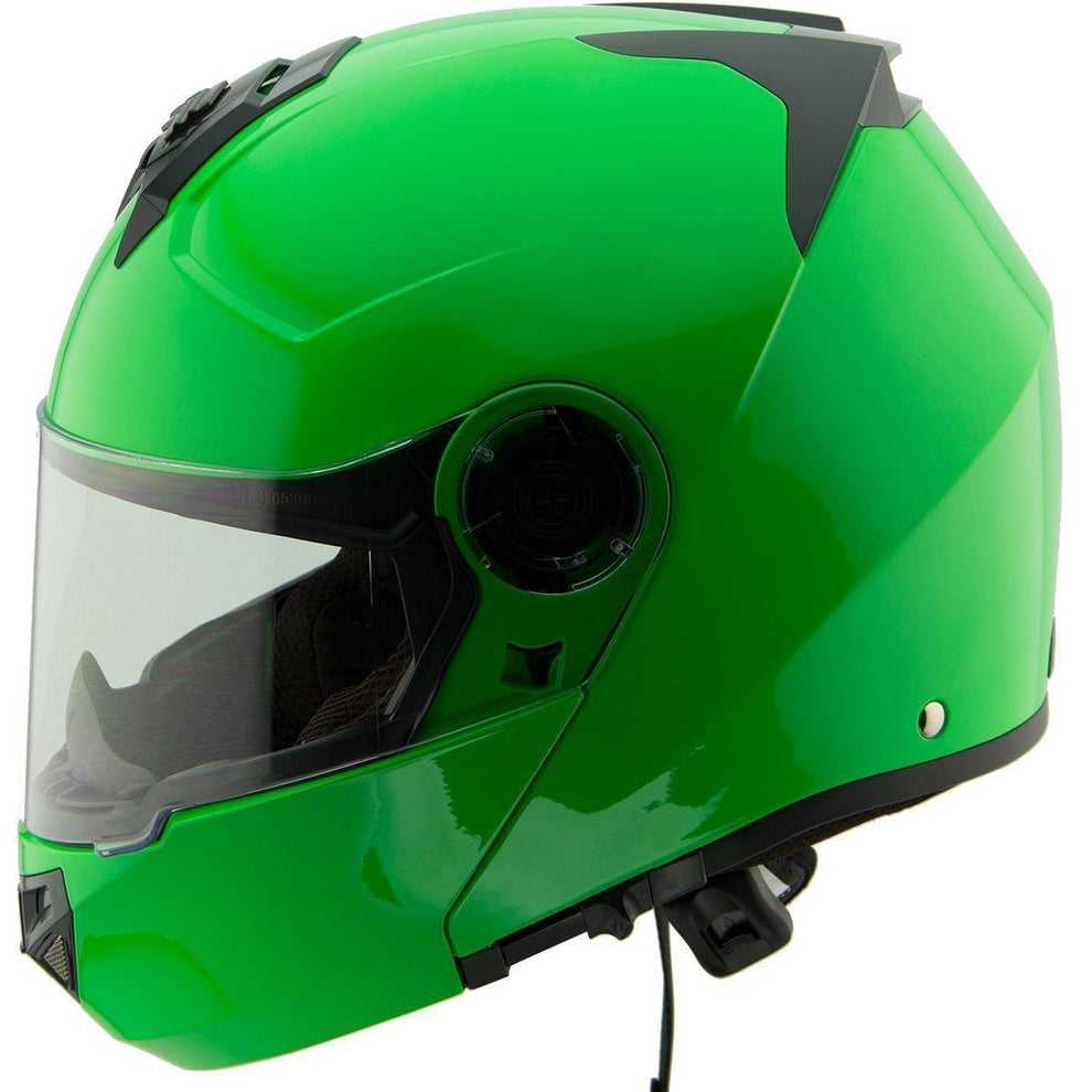 Hawk H-70 Solid Neon Green Modular Motorcycle Helmet