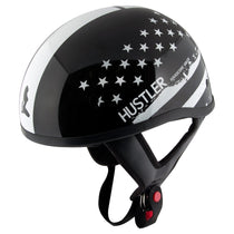 Hustler DOT HT-1 Black and White Mono Hustler Flag Glossy Skull Cap Helmet