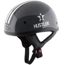 Hustler DOT HT-1  Freedom Is Not Free Glossy Dark Gray and White Skull Cap Helmet