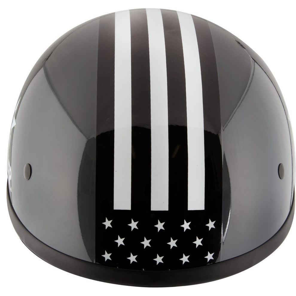 Hustler DOT HT-1  Freedom Is Not Free Glossy Dark Gray and White Skull Cap Helmet