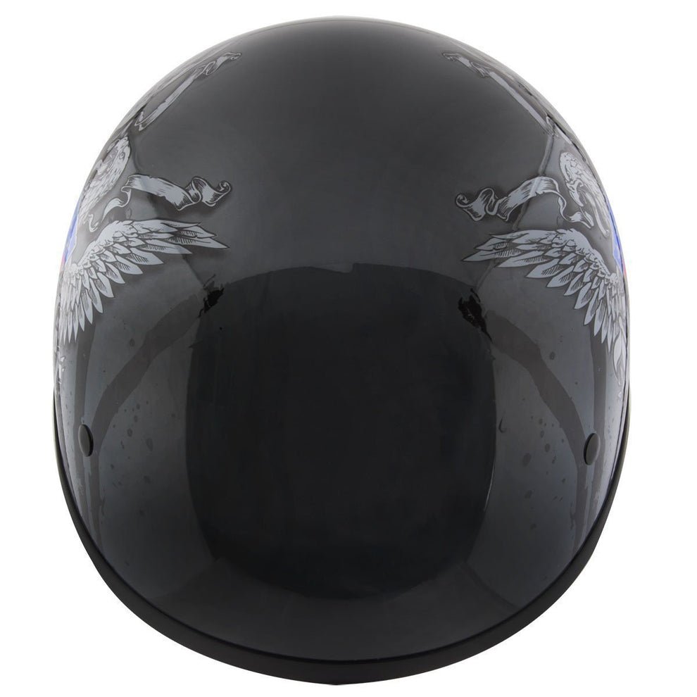 Hustler DOT HT-1 Ride Hard Dark Gray Glossy Skull Cap Helmet