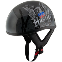 Hustler DOT HT-1 Ride Hard Dark Gray Glossy Skull Cap Helmet