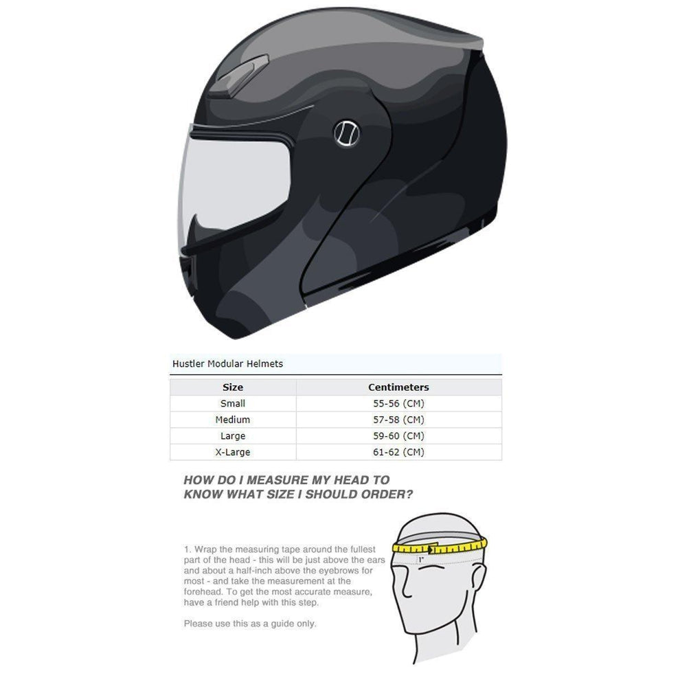 Hustler HT-65 'Hardcore' Black and Red Modular Helmet with Hawk Com 2 Bluetooth System