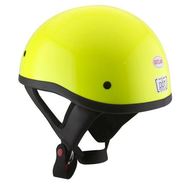 Outlaw T68 DOT Glossy High-Vis Yellow Half Helmet with Outlaw 50 'Nemesis' Vintage Face Mask with Detachable Motorcycle Goggles
