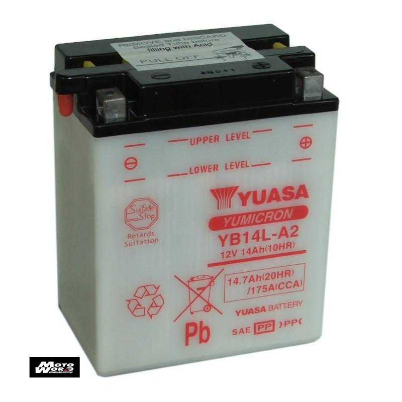 Yuasa YB14L-A2 YuMicron Battery for 1977-2010 Kawasaki KL/KZ/VN/ZL/ZN/ZX Models