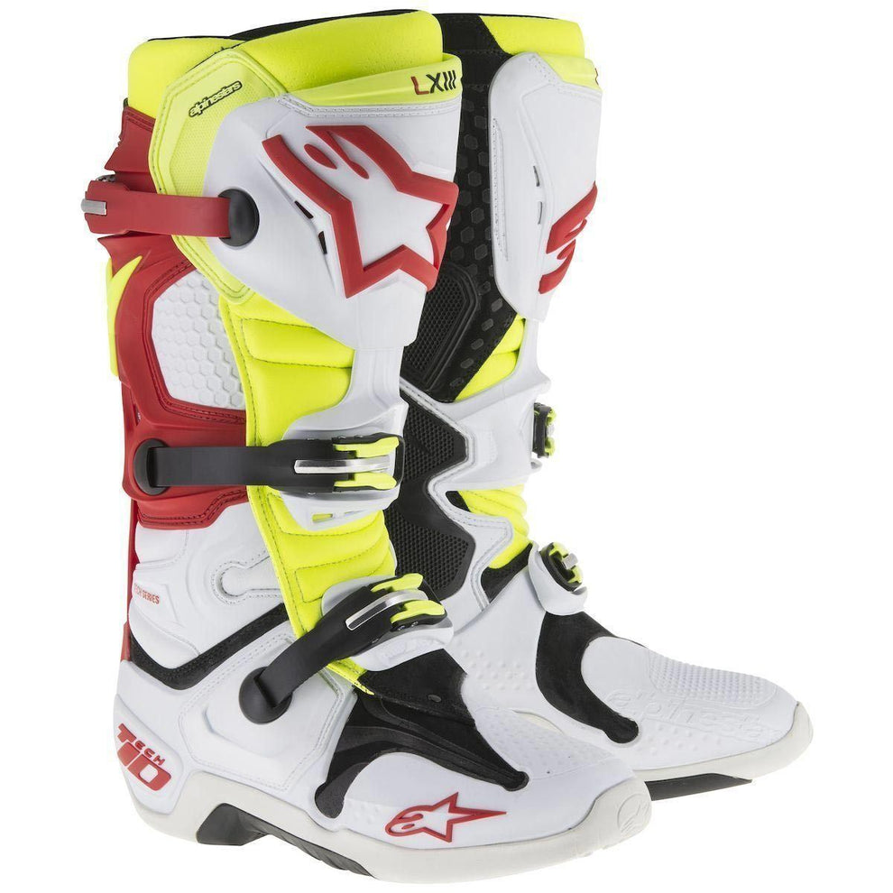 Alpinestars Tech 10 Men's White/Red/Fluorescent Yellow Motocross Boots