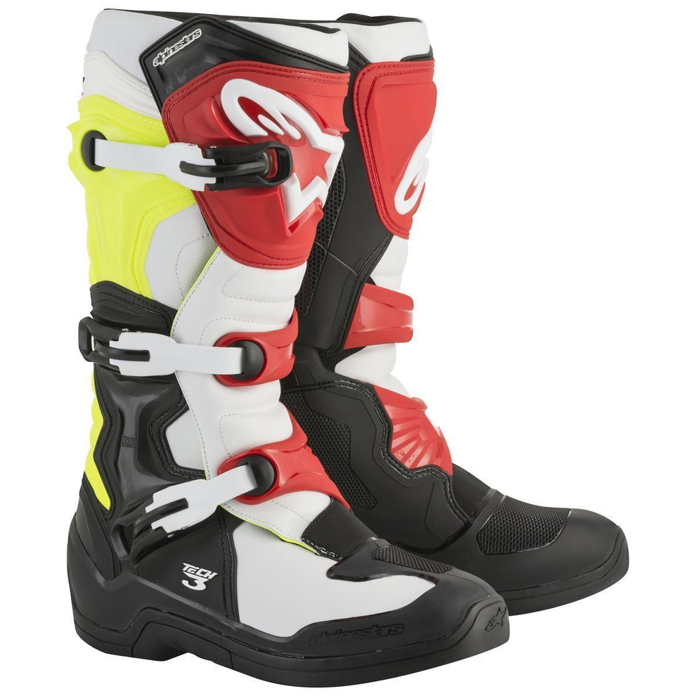 Alpinestars Tech 3 Men's Black/White/Hi-Viz Yellow/Red Motocross Boots