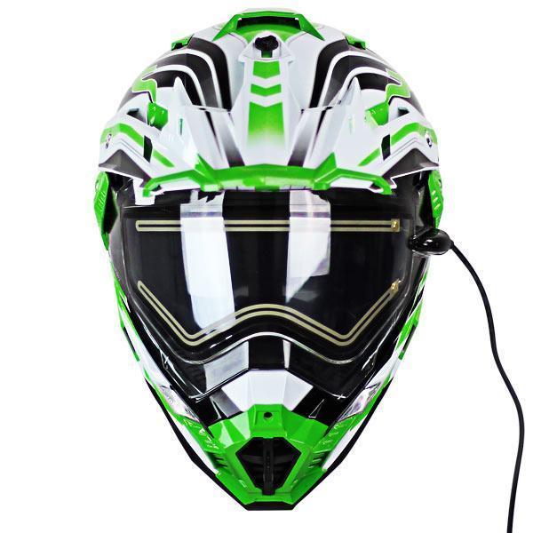 Snow Master TX-27 White Green DS Snowmobile Helmet