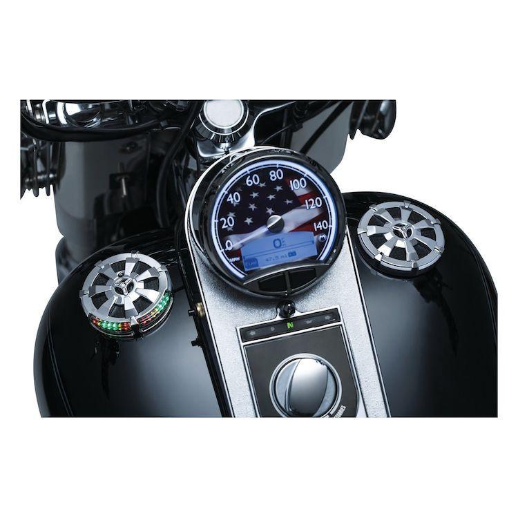 Kuryakyn Alley Cat LED Fuel and Battery Gauge for Harley Davidson 1994-2016 FLHR, 2000-16 FLST, 1991-2016 FXD, 1988-94 FXR, 2015-16 FLRT