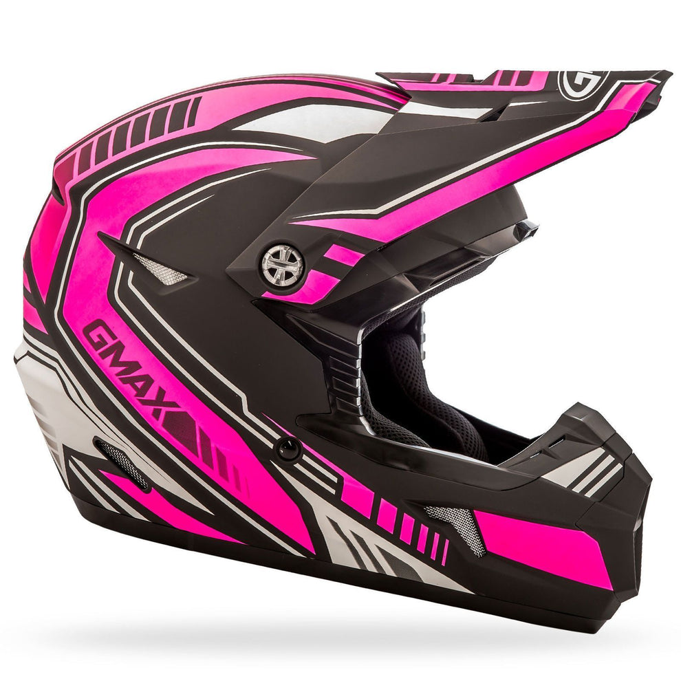 GMax MX46 Uncle Matte Black/Pink Motocross Helmet