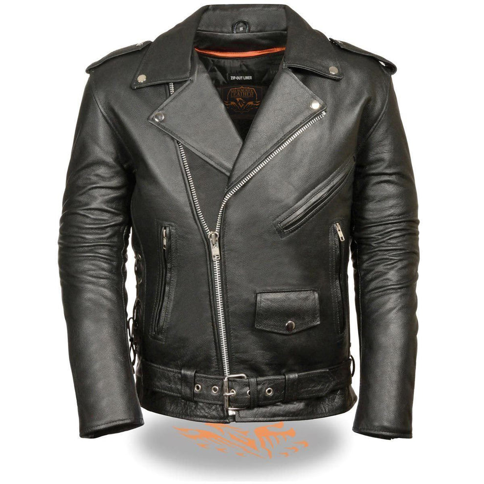 Milwaukee Leather SH1011 Men's Classic Side Lace Police Style Motorcycle Jacket